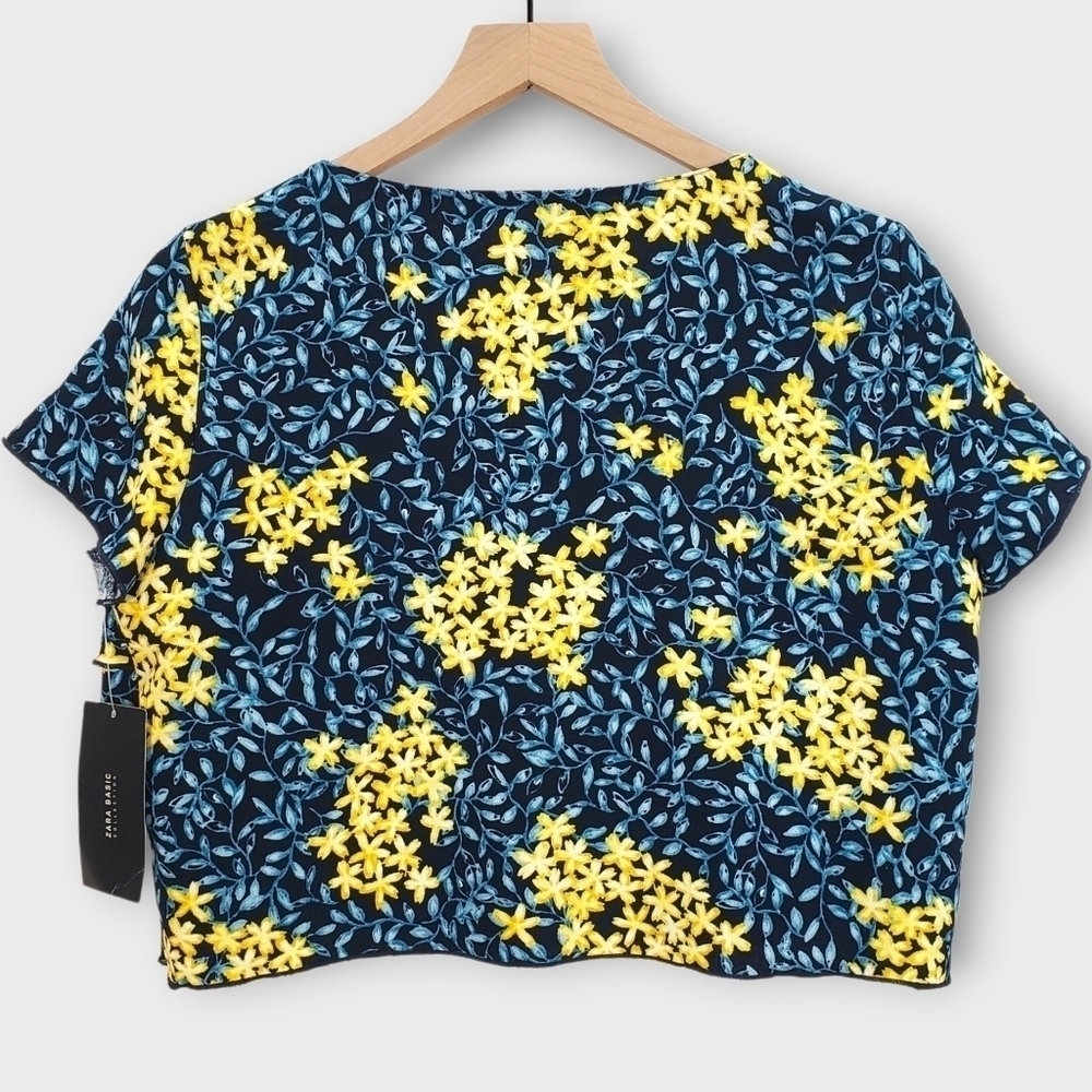 ZARA Basic Floral Tiered Ruffle Crop Top - Picture 5 of 9
